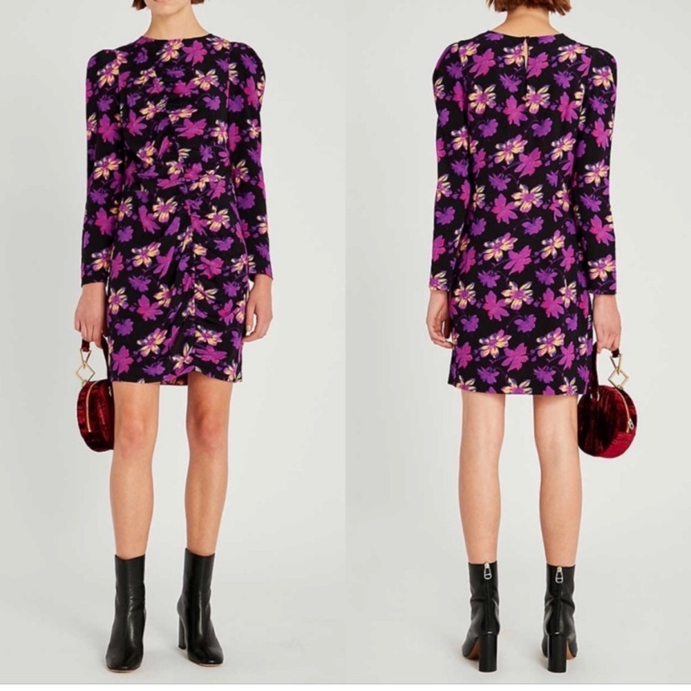 Maje Rosamar Cross-Over Front Floral Print Dress (Fr Size 1) - Picture 6 of 10